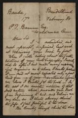 Letter: To P.T. Barnum from W.J. Flynn, February, 1885