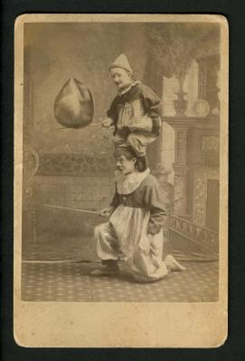 Photograph: Father and son clown portrait of Fritz Smith and Edwin "Eddie" Fritz Smith, circa 1887