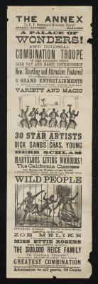 Advertisement: Handbill for  "The Annex to P.T. Barnum's Great Show: A Palace of Wonders"