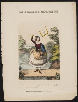 Sheet Music: Illustrated cover for "La Fille Du Regiment" performed by Jenny Lind