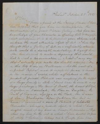 Letter: To P.T. Barnum from Rembrandt Peale , October 25, 1854
