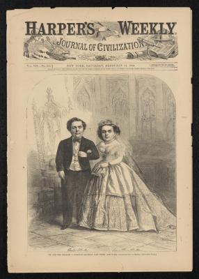 Newspaper: Cover and article from Harper's Weekly for February 21, 1863, featuring the Fairy Wedding