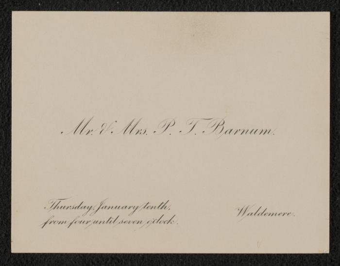 Letter: Invitation to Mrs. Mary Stevens from Mr. and Mrs P.T. Barnum