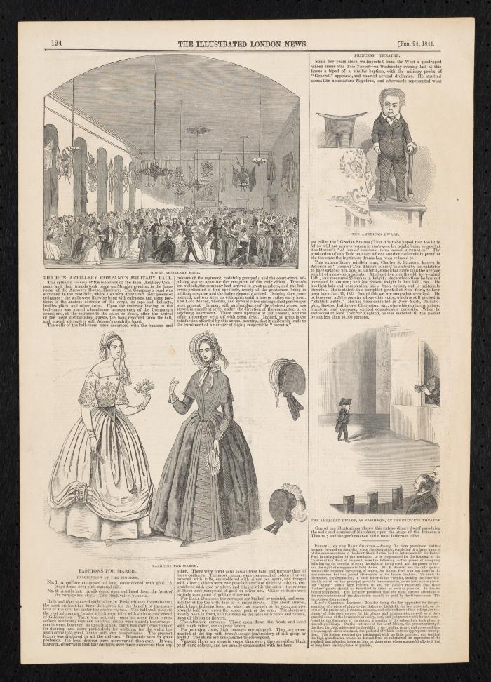 Newspaper: Article from Illustrated London News, February 24, 1844, about  Charles S. Stratton's (General Tom Thumb) performance