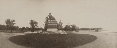 Photograph: Statue of P.T. Barnum in Seaside Park, Bridgeport, 1894
