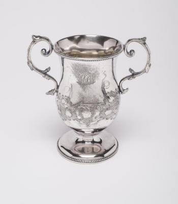 Food service: Silver spoon holder with initials of P. T. Barnum 