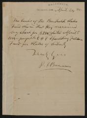Letter: To Unknown recipient from P.T. Barnum, August 24, 1885