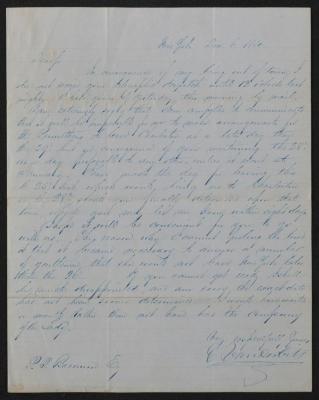Letter: To P.T. Barnum from C. VanDerbilt, December 6, 1850