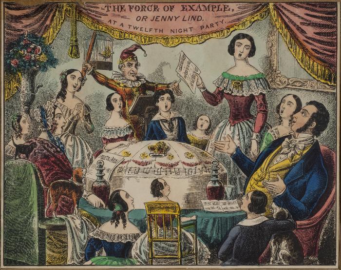 Print: "The Force of Example or Jenny Lind at a Twelfth Night Party"