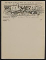 Stationery: Barnum and Bailey Greatest Show on Earth letterhead