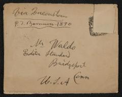 Letter: To Mr. Waldo, editor of Bridgeport Standard, from P.T. Barnum, January 29, 1890
