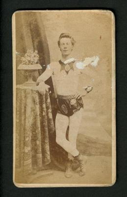 Photograph: Portrait of Fritz Smith in his acrobat costume, early 1870s