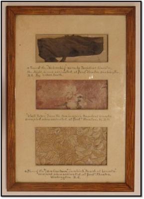 Textile: Framed relics from Lincoln assassination