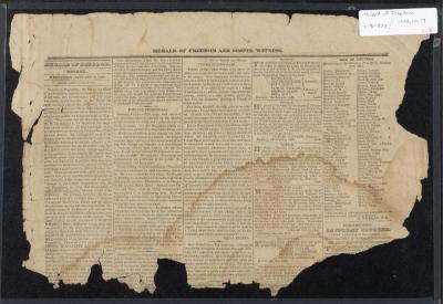 Newspaper: Fragment of Herald of Freedom and Gospel Witness, January 3, 1833