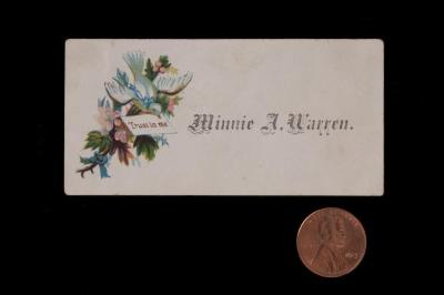 Physical object: Calling card for Minnie A. Warren