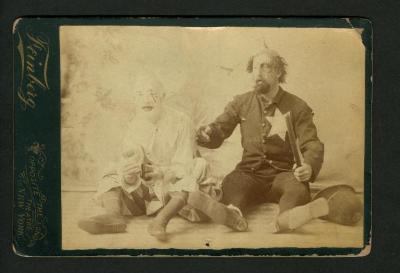 Photograph: Portrait of Fritz Smith and Elverton, clown and policeman