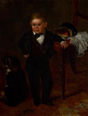 Painting: "Portrait of Charles Sherwood Stratton with a Dog"