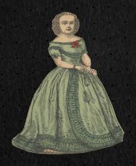 Toys and games: M. Lavinina Warren paper doll, figure wearing green dress
