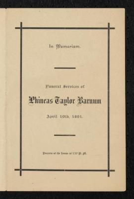 Program: Memorial Program from P.T. Barnum's Funeral