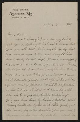 Letter: Dear Helen from P.T. Barnum, August 8, 1890