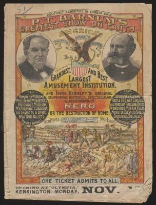 Courier: P.T. Barnum's Greatest Show on Earth in London, November 11, 1889