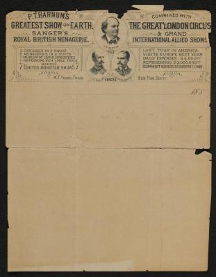 Stationary: Barnum and Bailey Greatest Show on Earth letterhead, circa 1880s