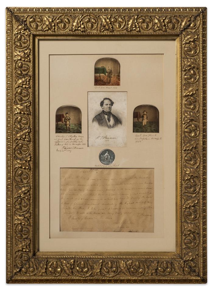 Framed items: P. T. Barnum's Tom Thumb Memorial Archive