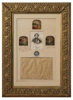 Framed items: P. T. Barnum's Tom Thumb Memorial Archive