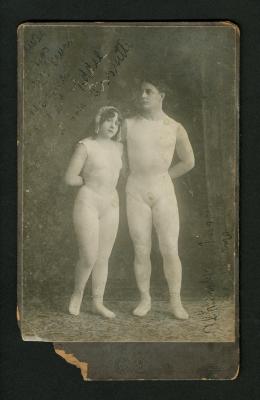 Photograph: Portrait of couple in leotard and tights