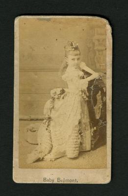 Photograph: Portrait of Baby Belmont in adult-style dress