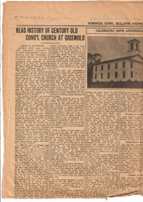 Read History of Century Old Cong'l Church at Griswold