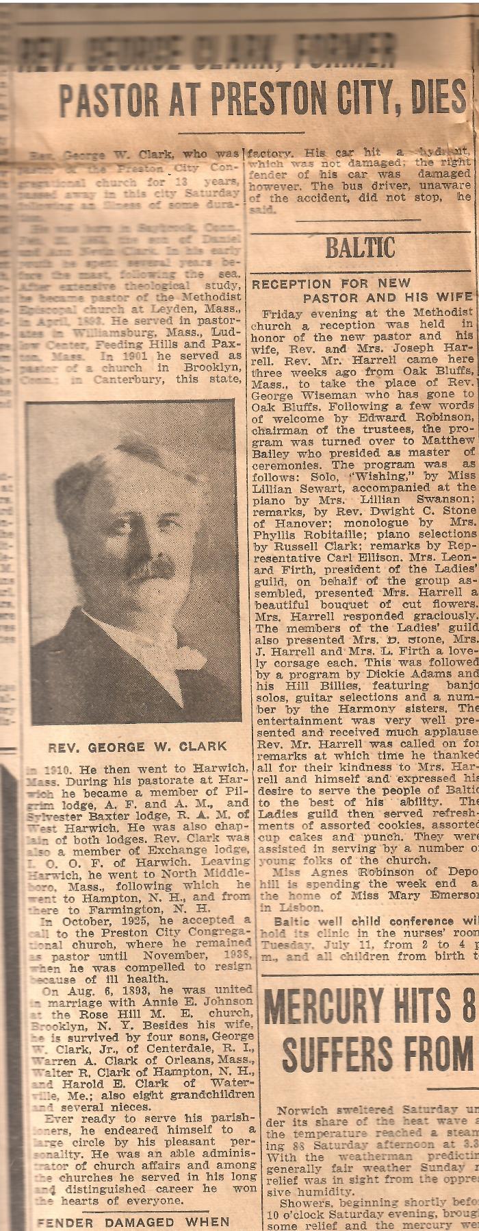 Rev. George Clark, Former Pastor at Preston City, Dies