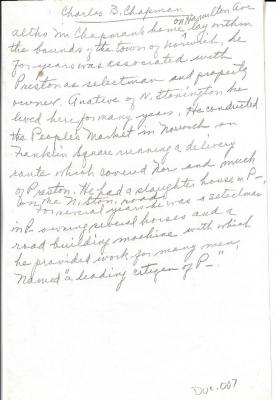 Notes on C. Chapman and Hon. John D. Park