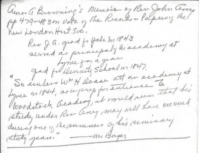 Notes from Browning's Memoir of Rev. John Avery