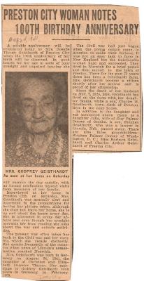 Preston City Woman Notes 100th Birthday Anniversary