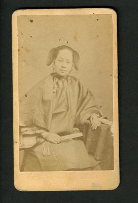 Photograph: Portrait of seated Chinese woman in Chinese clothing