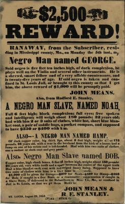 Freedom Seeker advertisement poster, "$2,500 Reward!" 1852