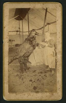 Photograph: Ernie Stanton as a Chicken, Fritz Smith in clown costume
