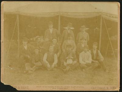Photograph: Group of men outside circus tent