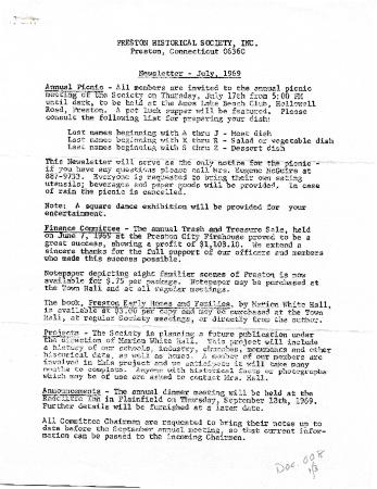 Preston Historical Society Newsletter July 1969