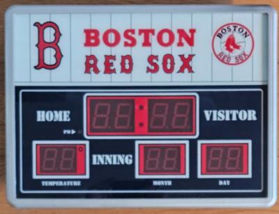 Boston Red Sox themed scoreboard-style clock / thermometer / calendar