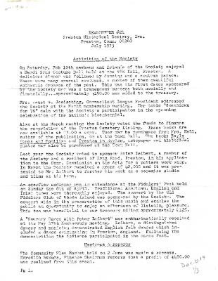 Preston Historical Society Newsletter July 1973