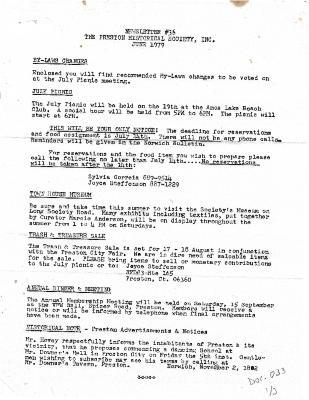 Preston Historical Society Newsletter June 1979