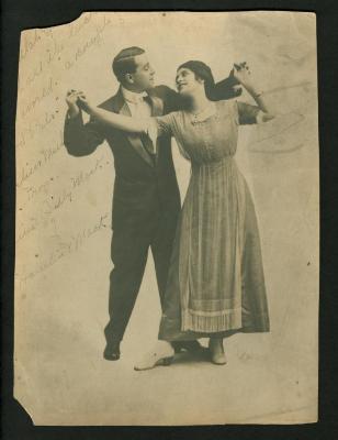 Photograph: Hamlin and Mack, in "shadow" dancing position looking at each other