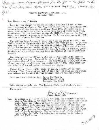 Coll. 003 Fold. 077 Doc. 059  PHS letter to members re Crocker painting