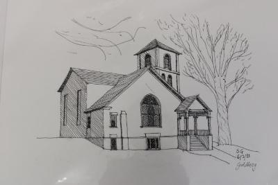Watercolor Painting of Sharon Connecticut's Methodist Church