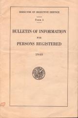 Form 5, Bulletin of Information for Persons Registered United States of America War Office, World War II