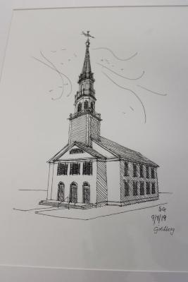 Watercolor Painting of Sharon Connecticut's Congregational Church