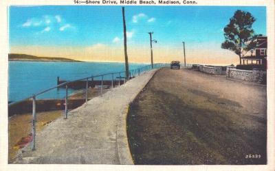 Postcard - Shore Drive, Middle Beach, Madison, Conn.
