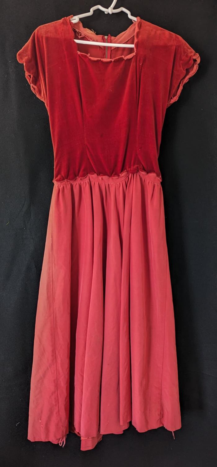 Women's Red Velvet and Grosgrain Dress